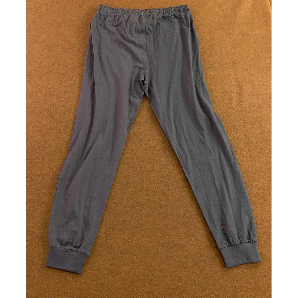 Essential Elements Mens Large Gray Cotton Jersey Knit Jogger Pajama Pants NWT